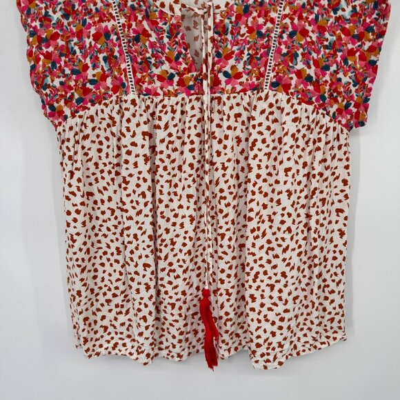 Savanna Jane Womens embroidered Animal Print Rayon Blouse Tassels size medium - Picture 6 of 12